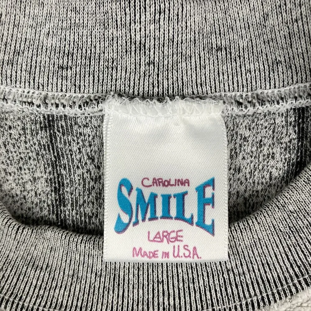 Carolina Smile Sweatshirt Mens Size L Gray‎ Hilton Head USA Striped Vintage Crew